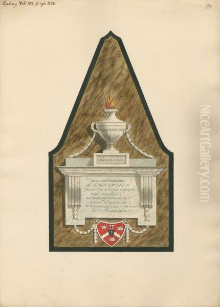 Memorial to Dame Ann Edwards and Sir Thomas Edwards from Ealing Church Oil Painting by Daniel Lysons