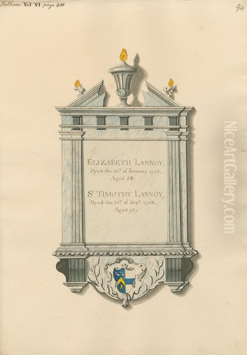 Memorial to Elizabeth and Sir Timothy Lannoy from Hammersmith Chapel of Ease Oil Painting by Daniel Lysons Memorial to Elizabeth and Sir Timothy Lannoy from Hammersmith Chapel of Ease Oil Painting by Daniel Lysons