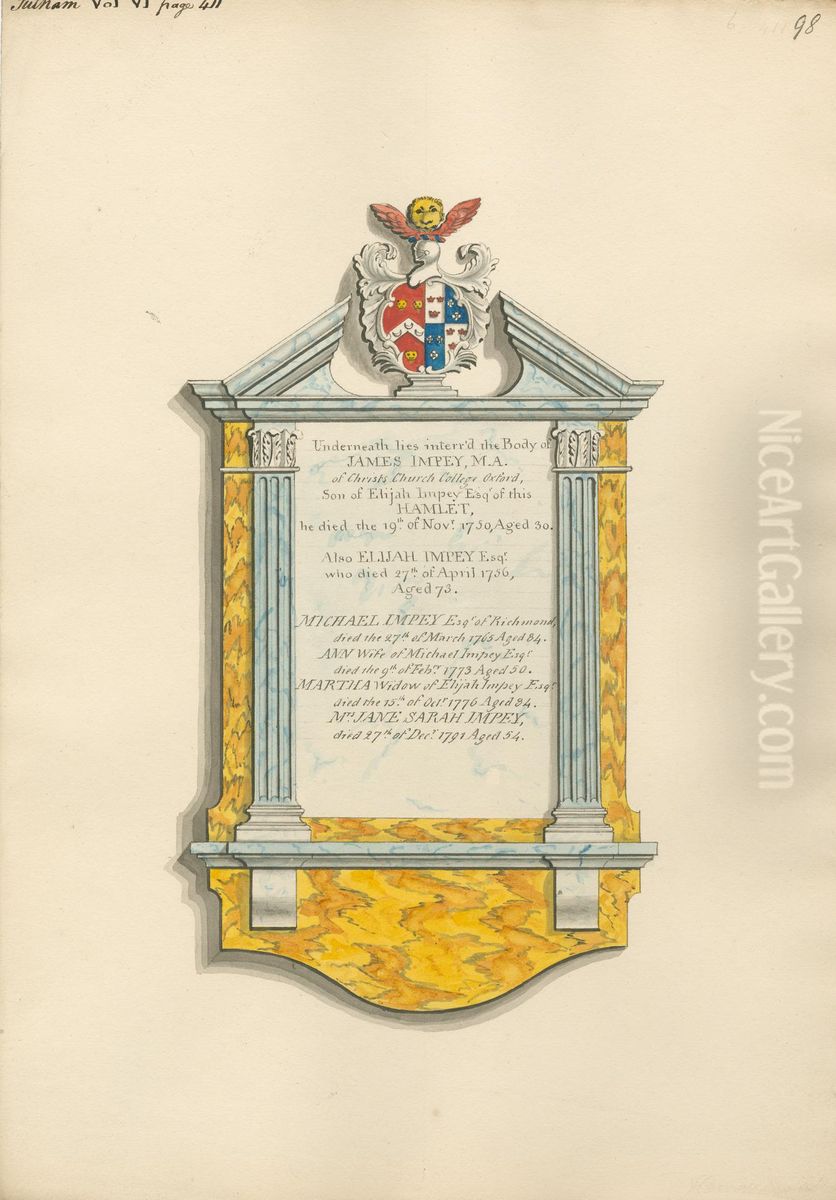 Memorial to James Impey, Elijah Impey, Michael Impey, Martha Impey and Jane Sarah Impey Oil Painting by Daniel Lysons