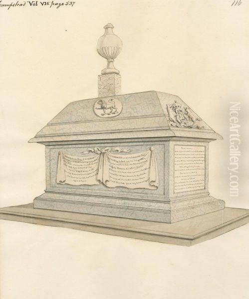 Nathaniel Lord Delamer and Henry and George Booth from Hampstead Church Oil Painting by Daniel Lysons