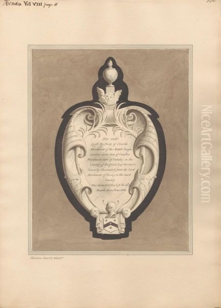 Memorial to Charles Mordaunt from Hendon Church Oil Painting by Daniel Lysons
