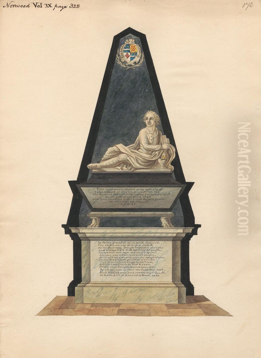 Tomb of John Merick from Norwood Church Oil Painting by Daniel Lysons