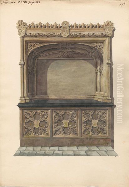 Undentified Tomb from Norwood Church Oil Painting by Daniel Lysons