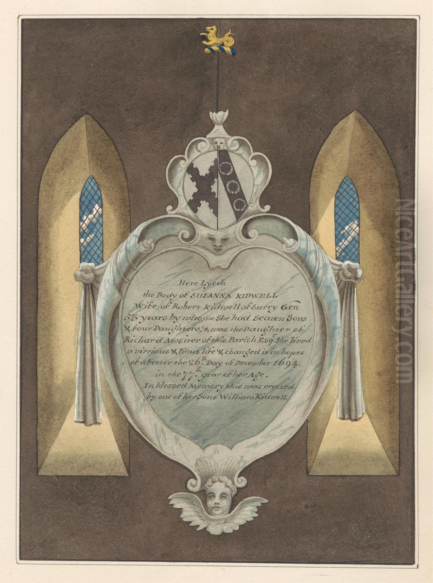 Memorial to Susannah Kidwell from Norwood Church Oil Painting by Daniel Lysons