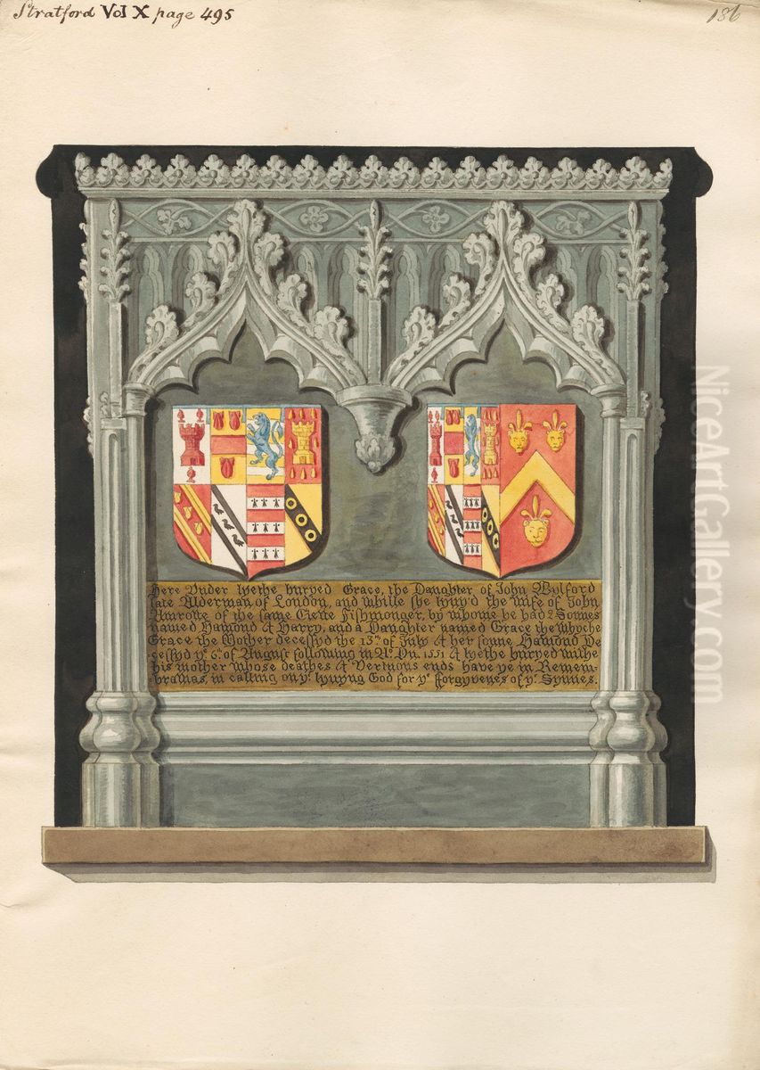 Tomb of Grace Bulford from Stratford Church Oil Painting by Daniel Lysons