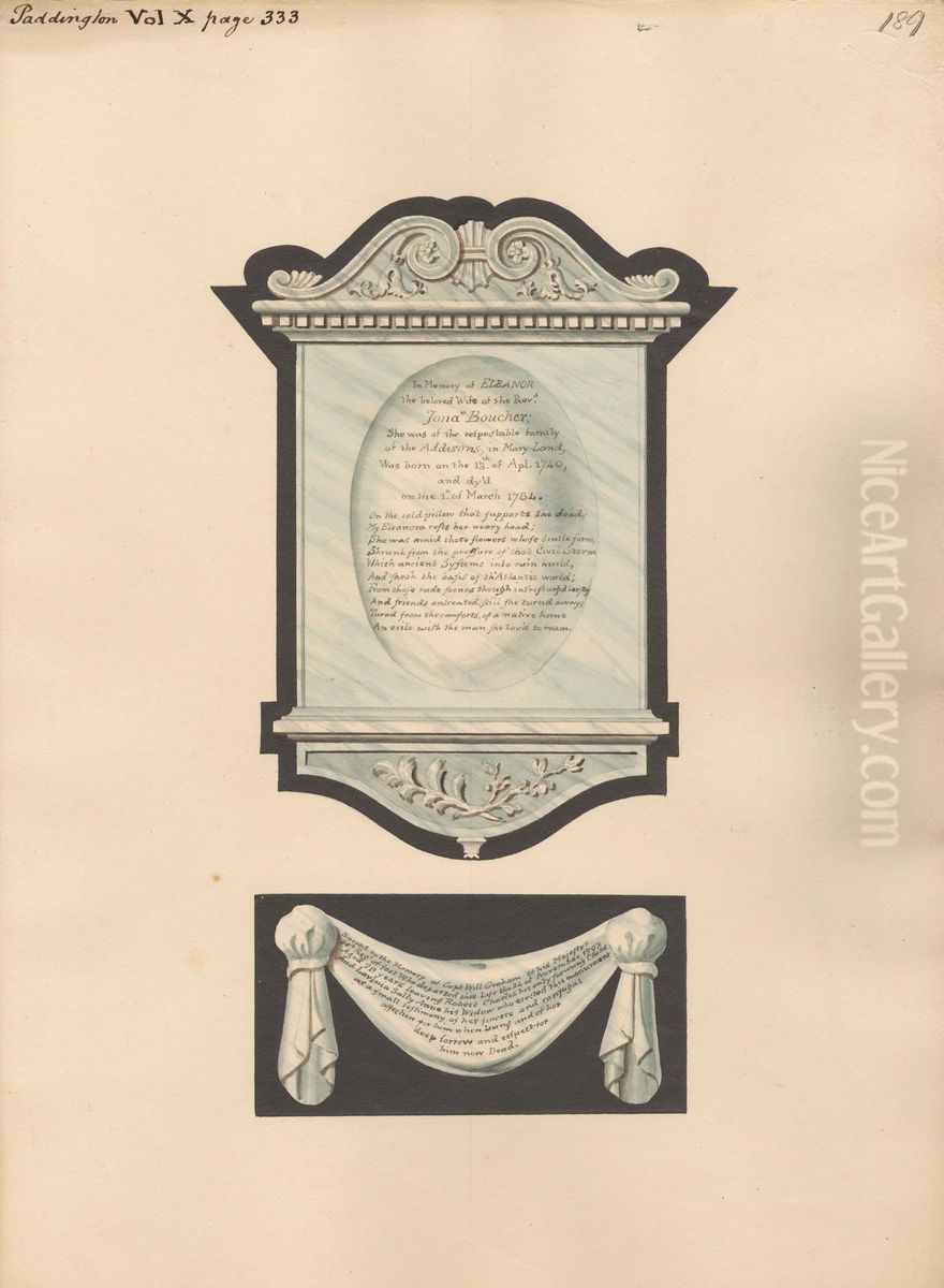 Memorial to Eleanor Boucher from Paddington Church Oil Painting by Daniel Lysons