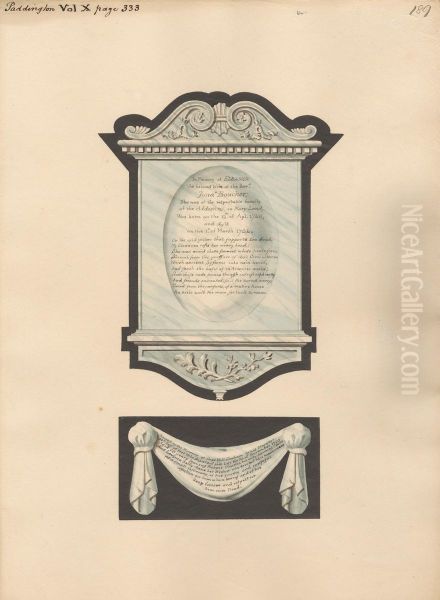Memorial to Eleanor Boucher from Paddington Church Oil Painting by Daniel Lysons