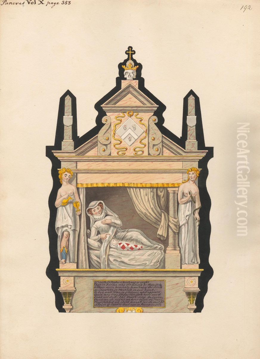 Tomb of Unidentified Mother and Infant Child from Pancras Church Oil Painting by Daniel Lysons