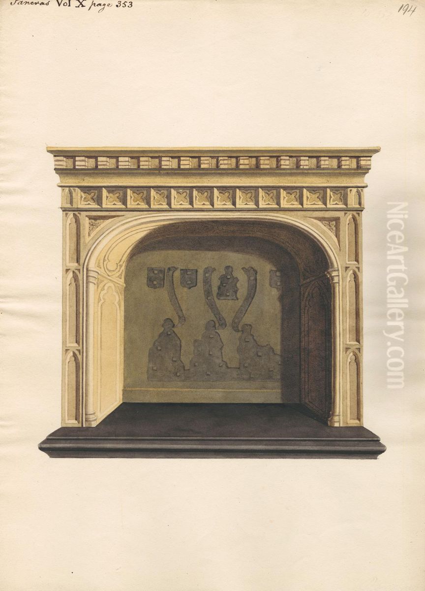 Unidentified Tomb with Brass Plates Removed from Pancras Church Oil Painting by Daniel Lysons