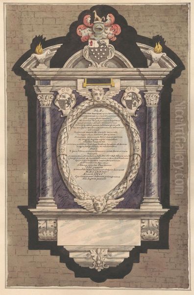 Memorial to Orlando Bridgeman from Teddington Church Oil Painting by Daniel Lysons