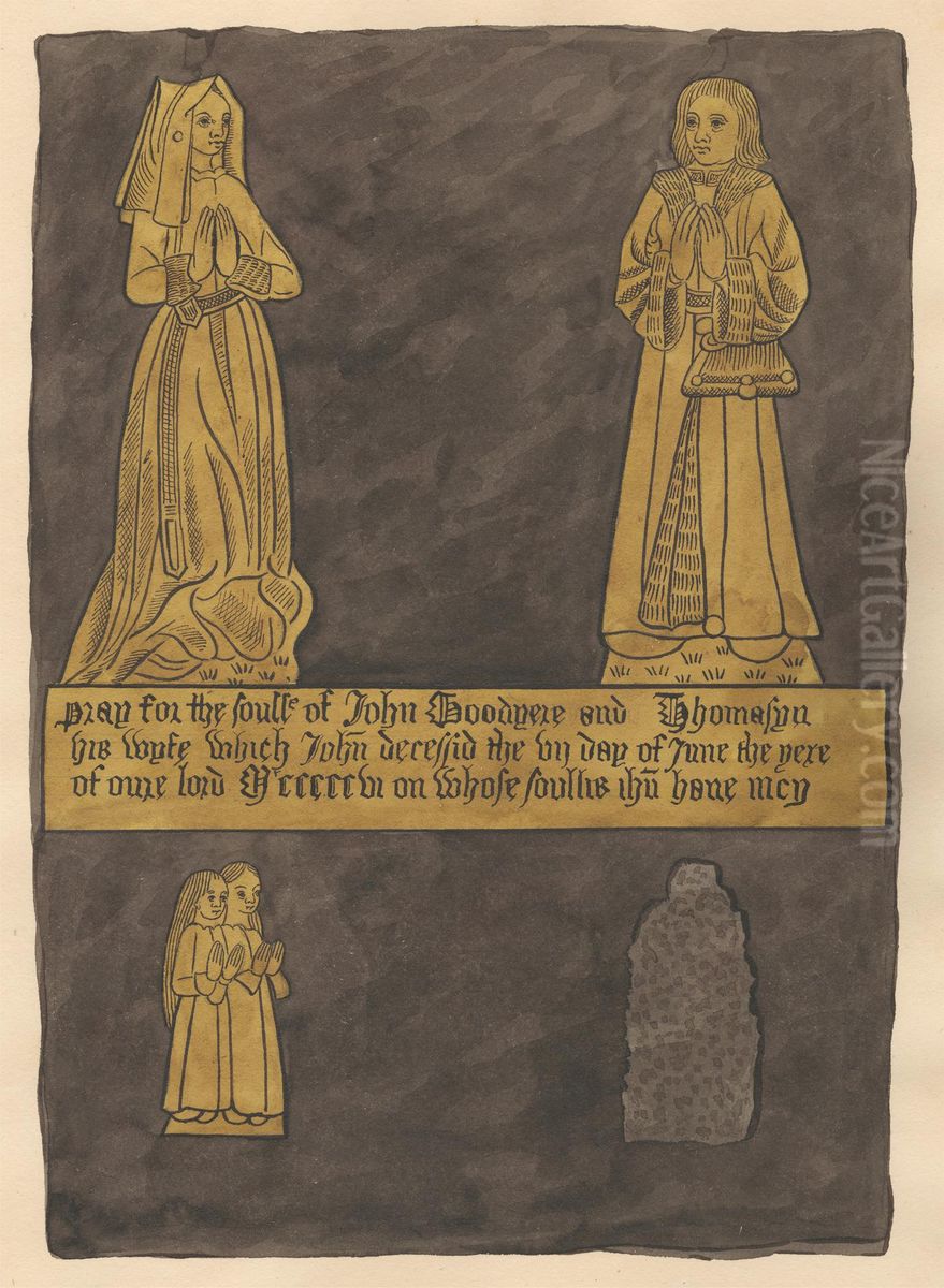 Brass Plate for John and Tomasina Goodyere from Teddington Church Oil Painting by Daniel Lysons