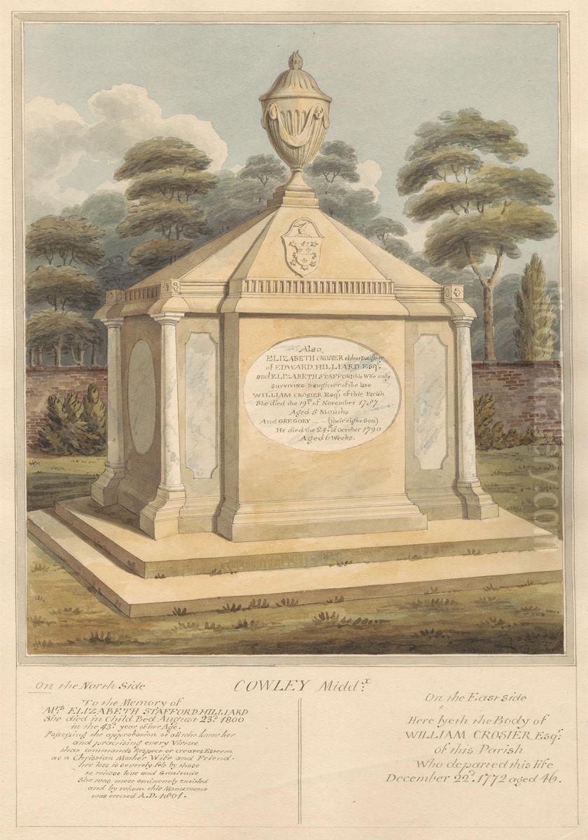 Tomb of Mrs. Elizabeth Stafford Hilliard, Elizabeth Grosier, Gregory Grosier and William Grosier Oil Painting by Daniel Lysons