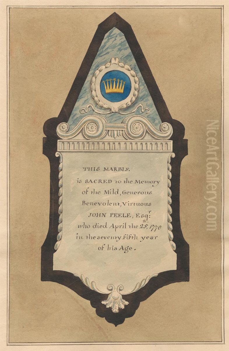 Memorial to John Peele from Hampton Church Oil Painting by Daniel Lysons