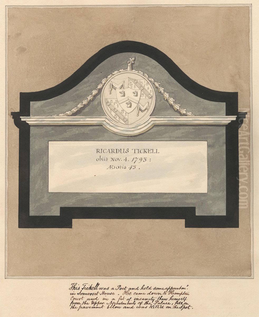 Memorial to a Poet, Richard Tickell from Hampton Church Oil Painting by Daniel Lysons