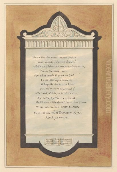 Memorial to John Beard from Hampton Church Oil Painting by Daniel Lysons
