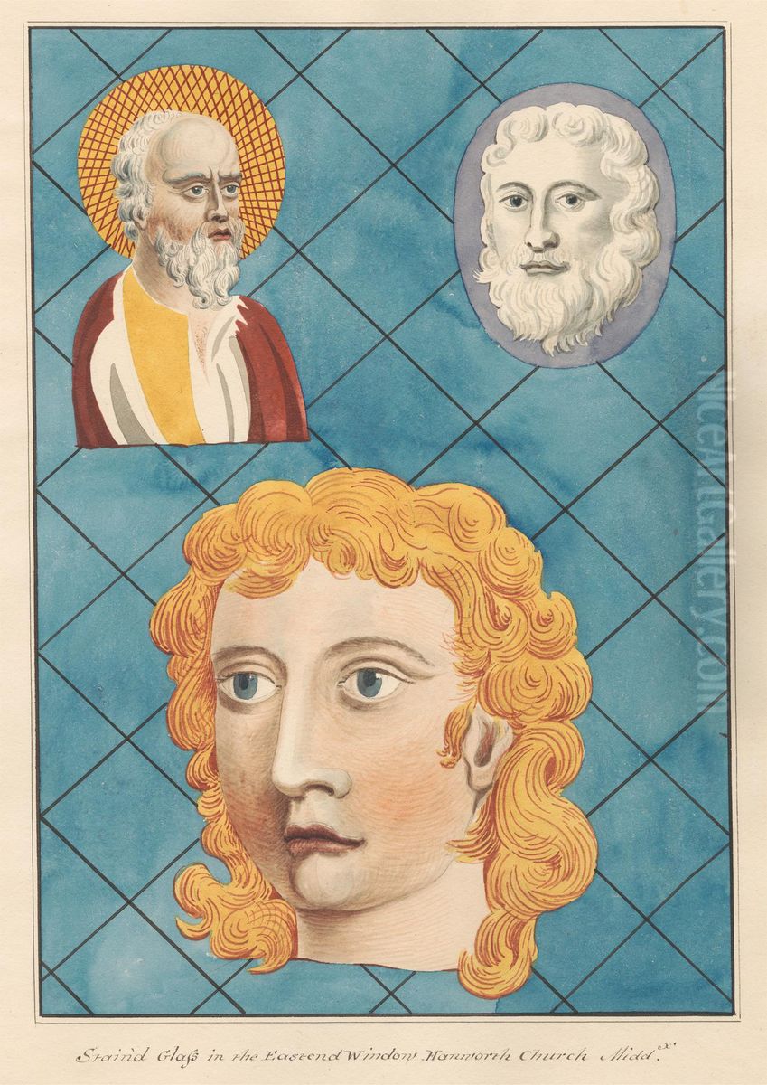 Stained Glass in the East Window of Hanworth Church Oil Painting by Daniel Lysons