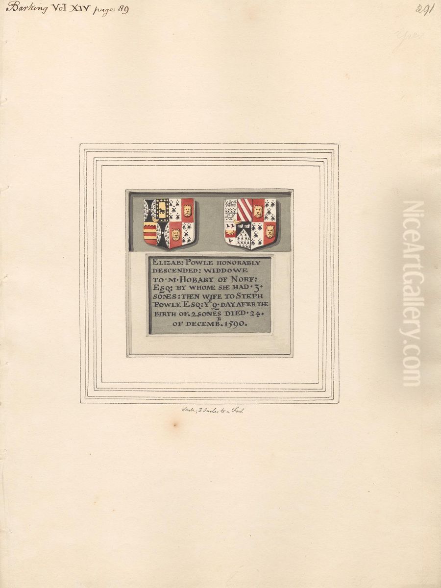 Memorial to Elizabeth Powle, from Barking Church Oil Painting by Daniel Lysons