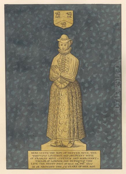 Brass Plate for Mrs. Hester Heve from East Ham Church Oil Painting by Daniel Lysons