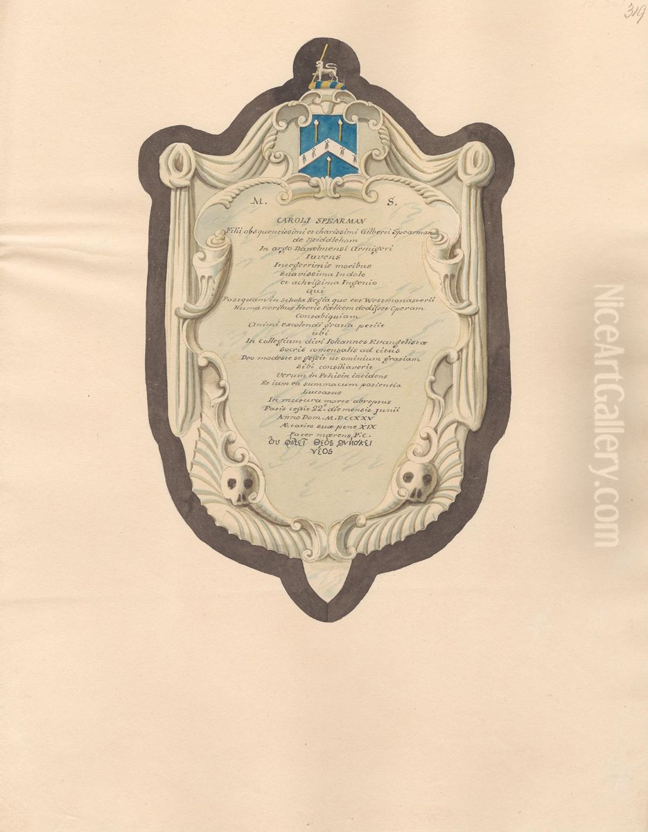 Memorial to Caroli Spearman, from West Ham Church Oil Painting by Daniel Lysons