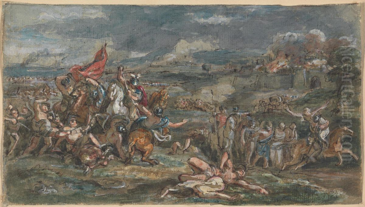 Battle Scene Oil Painting by Robert Smirke