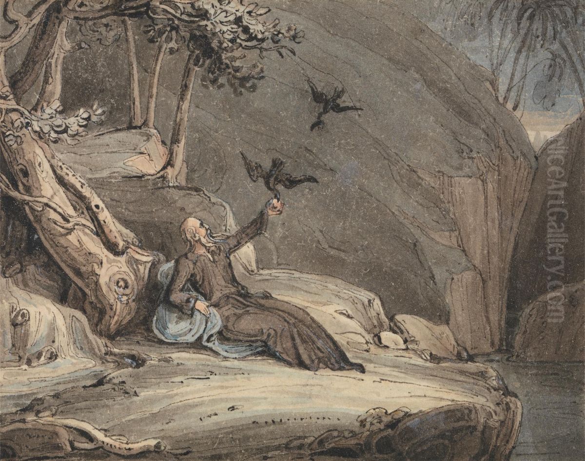 The Ravens Feeding Elijah Oil Painting by John Martin