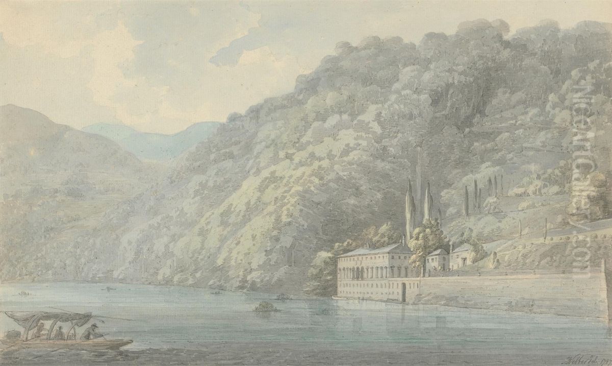 Pliny's Villa, belonging to the Marquis Canarizi near Como Oil Painting by John Webber