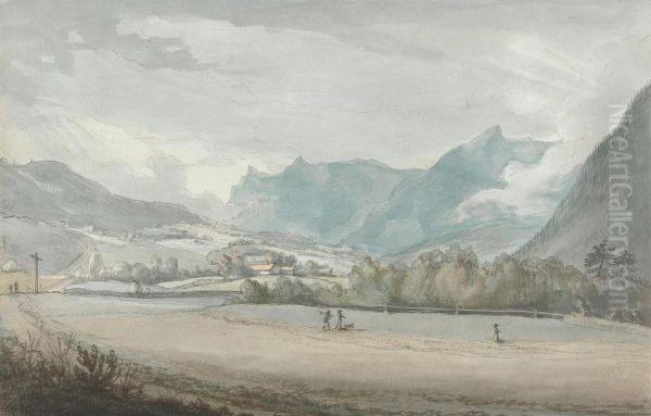 Mountainous Landscape with Figures Oil Painting by Benjamin West