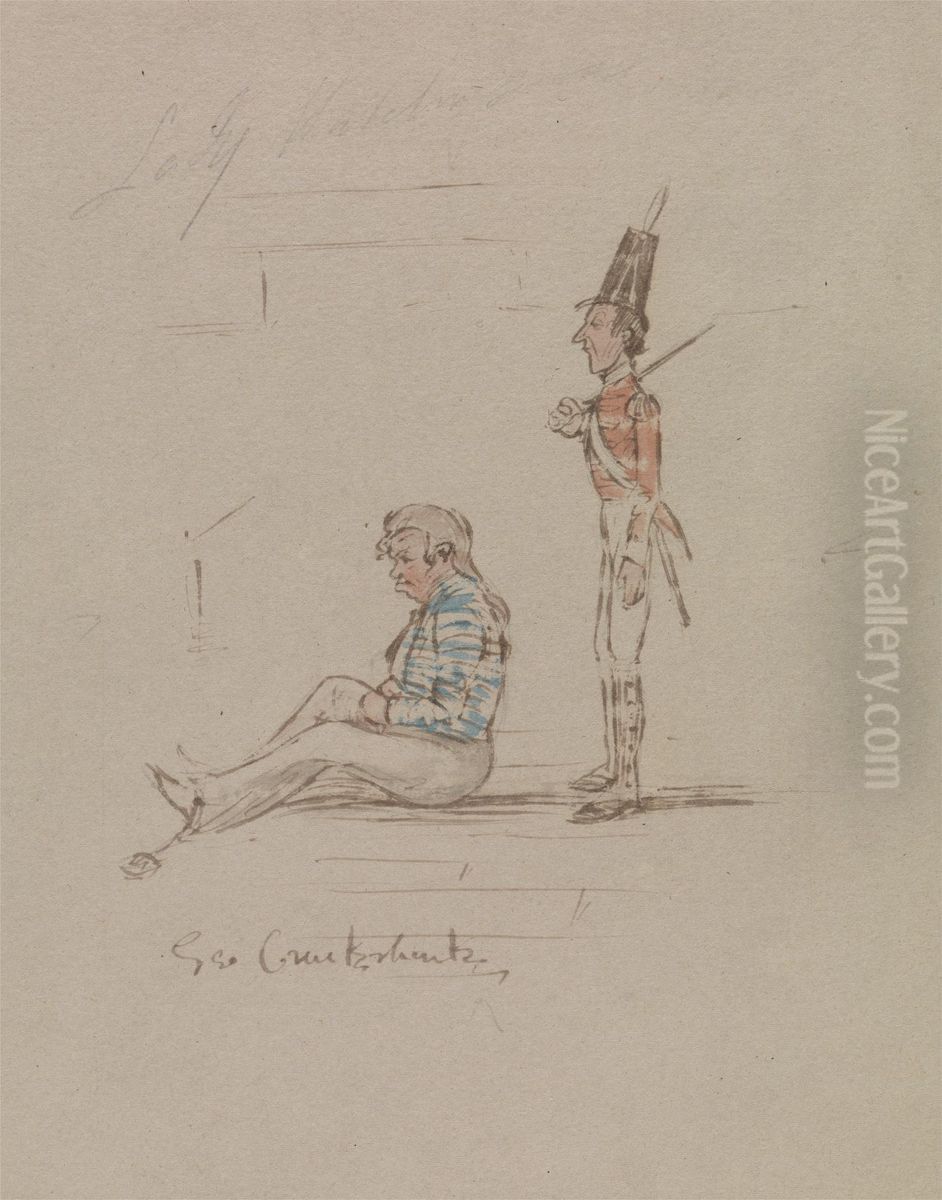 Fat and Thin Oil Painting by George Cruikshank I