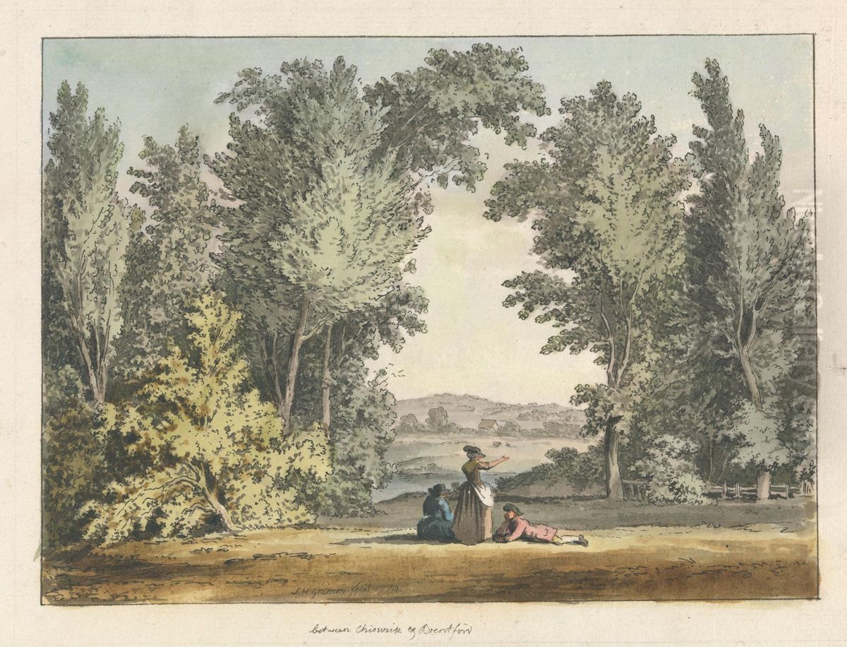 Between Chiswick and Brentford Oil Painting by Samuel Hieronymus Grimm