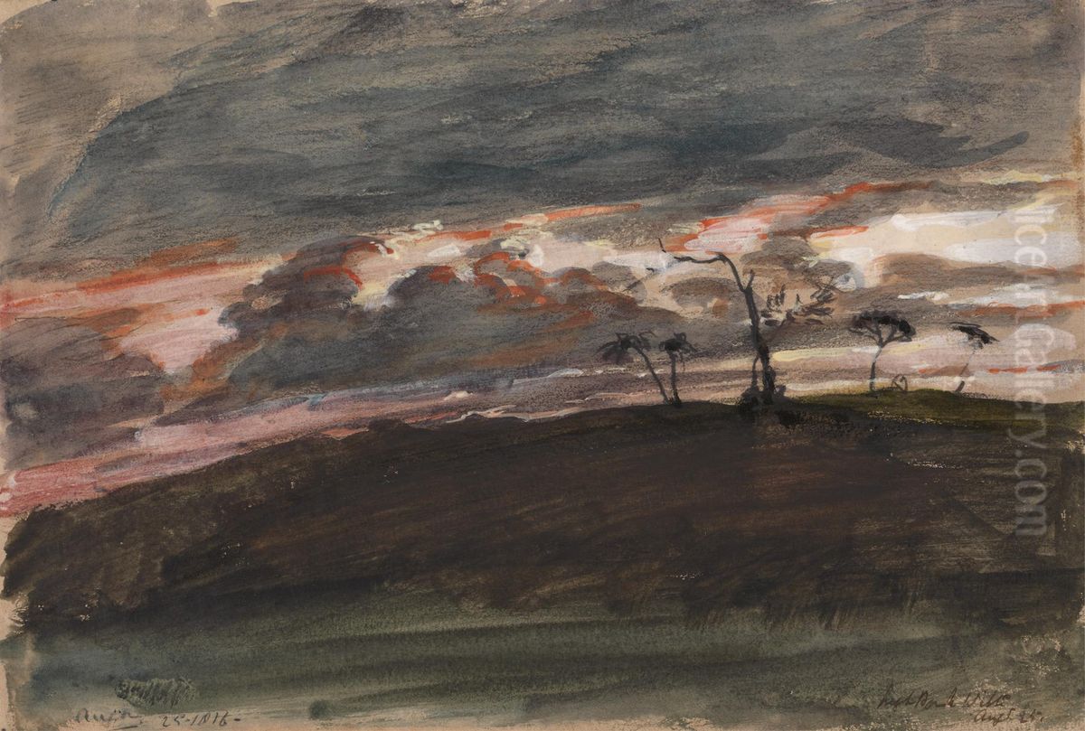 Stormy Sunset, Legh Park, Wiltshire Oil Painting by George Hayter Stormy Sunset, Legh Park, Wiltshire Oil Painting by George Hayter