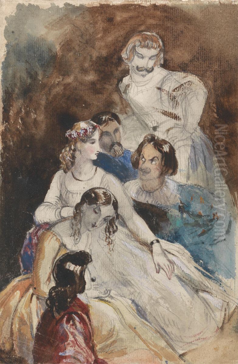Theatrical Group Oil Painting by Theodor Von Holst