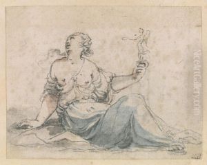 A Woman Seated and Holding an Image A Woman Seated and Holding an Image