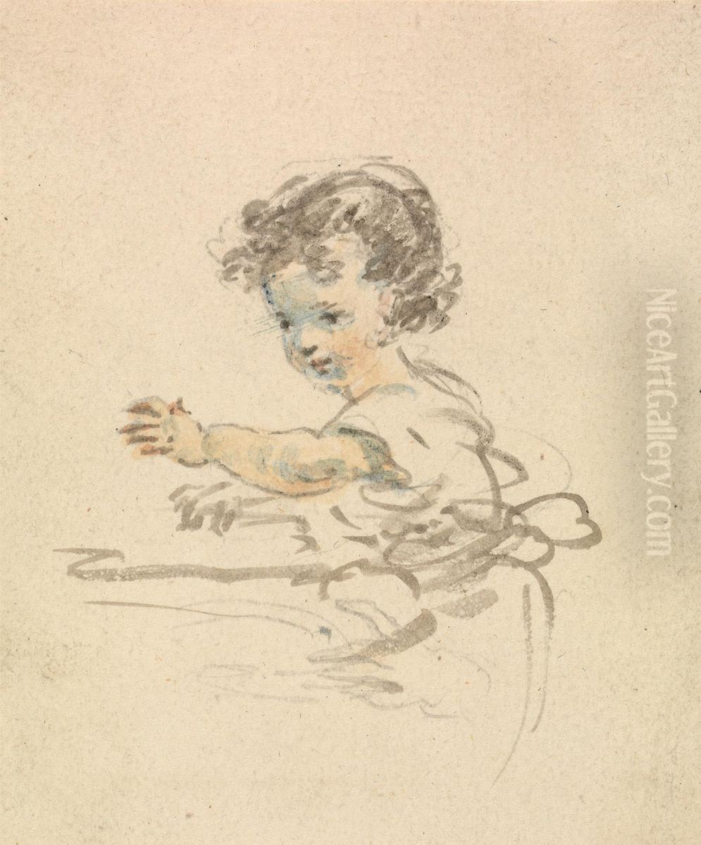 Child Seated Oil Painting by Nicholas Pocock