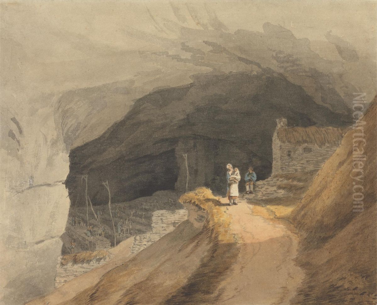 The Mouth of the Cavern at Castleton in the Peak of Derby Oil Painting by John White Abbott