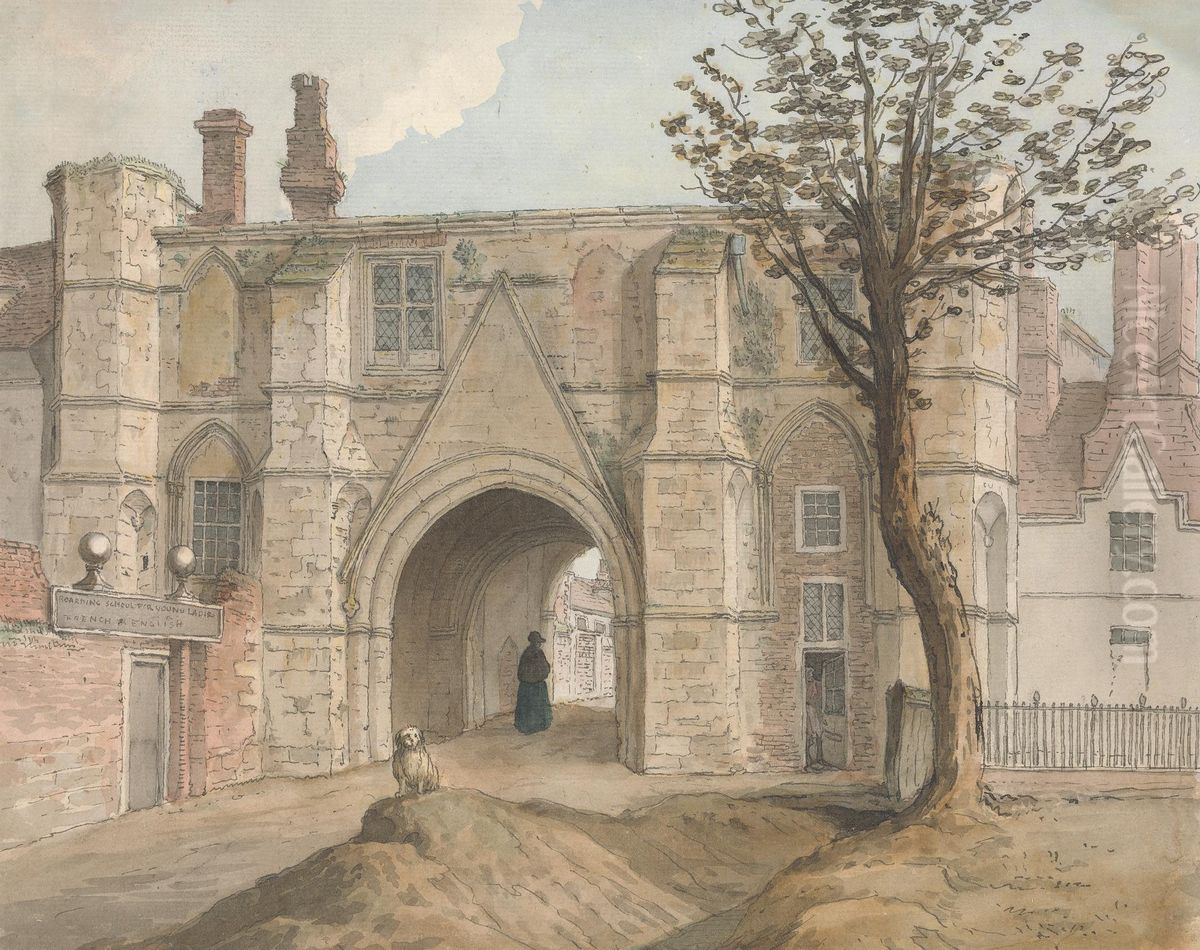 The Gatehouse, Reading Abbey Oil Painting by Samuel Hieronymus Grimm