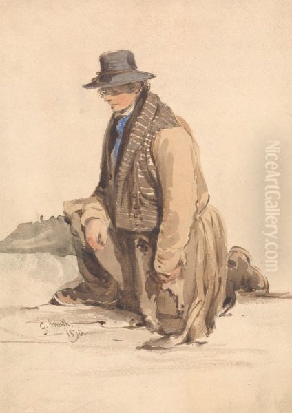 Man Kneeling Oil Painting by George Smith