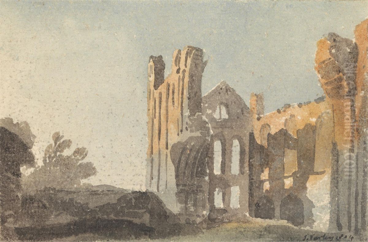 Kirkstall Abbey near Leeds Oil Painting by John Varley
