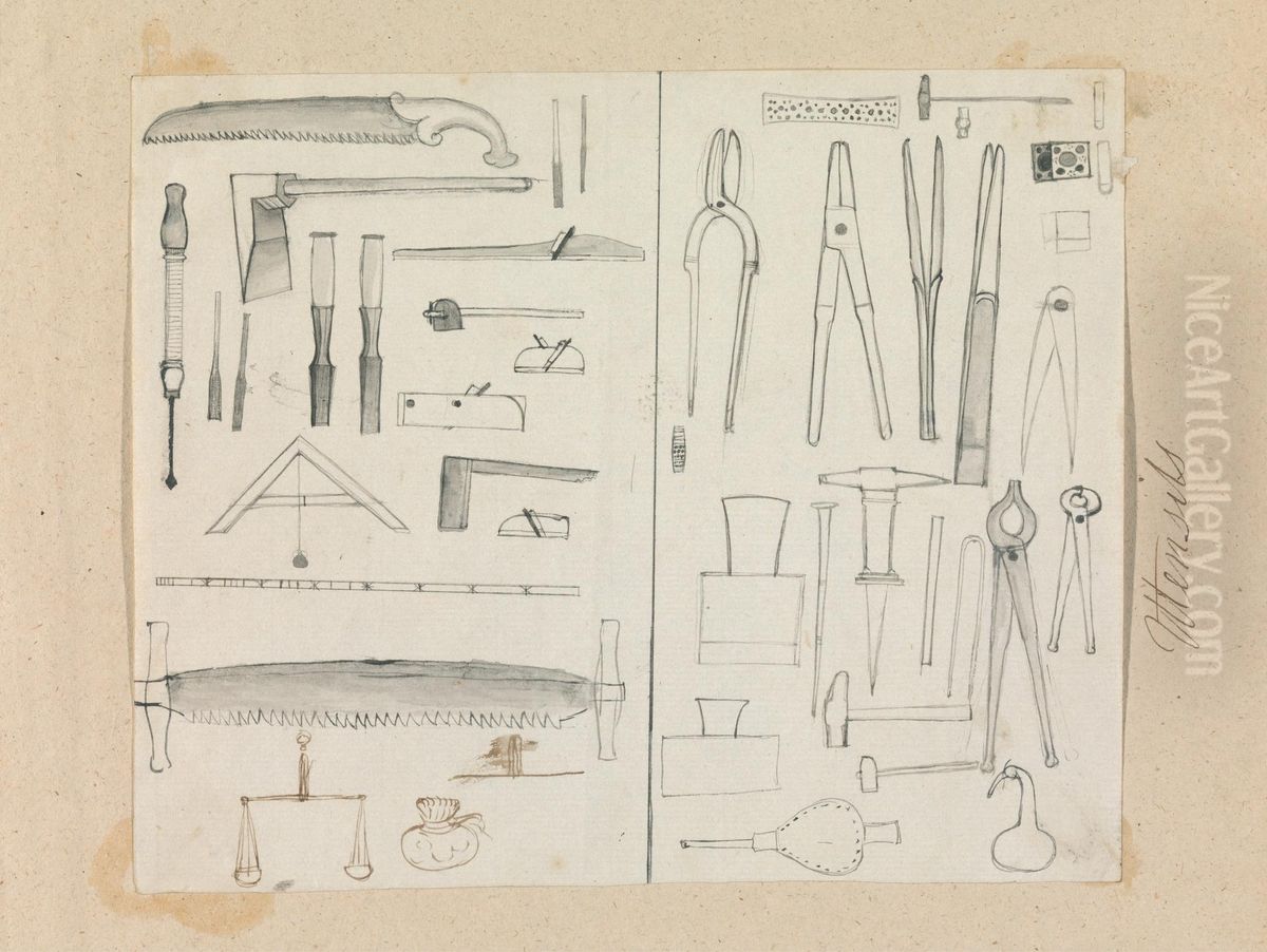 Utensils Oil Painting by Gangaram Chintaman Tambat