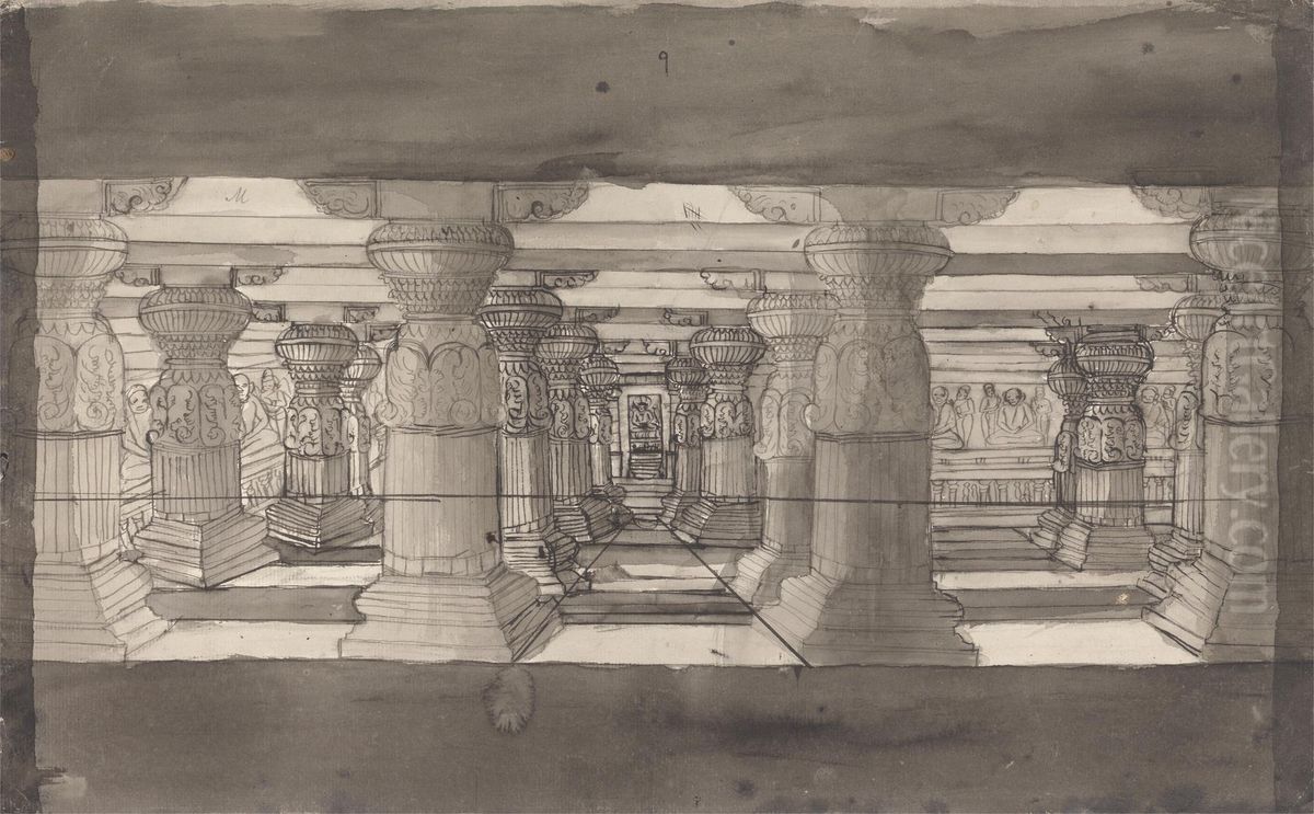 Inside View of Indur Subba Oil Painting by Gangaram Chintaman Tambat