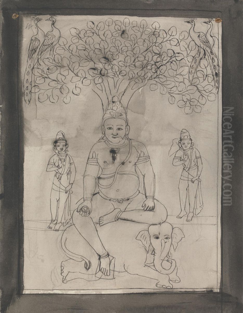 Figure from Indus Sabha Oil Painting by Gangaram Chintaman Tambat