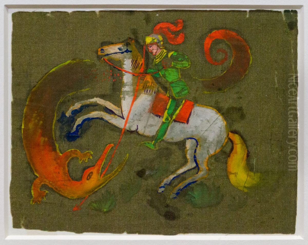 Ritter Georg und Drache Oil Painting by August Macke