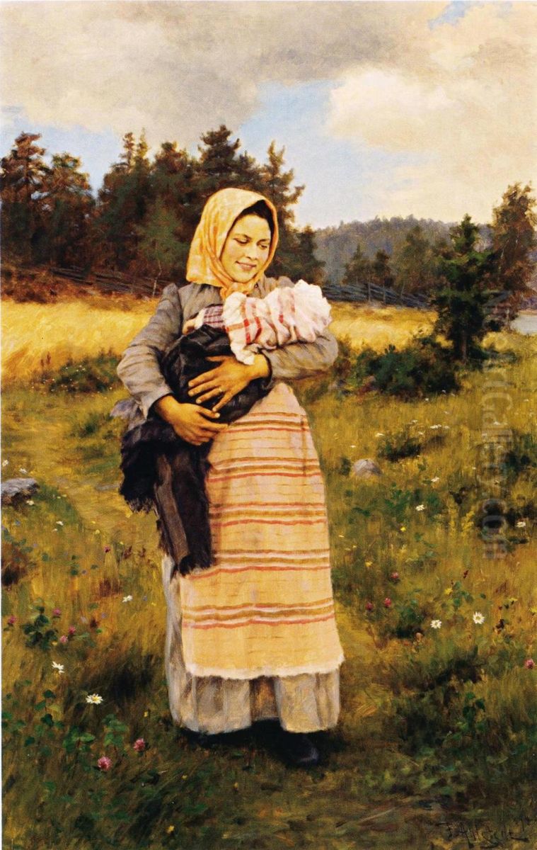 Nuori aiti Oil Painting by Fredrik Ahlstedt