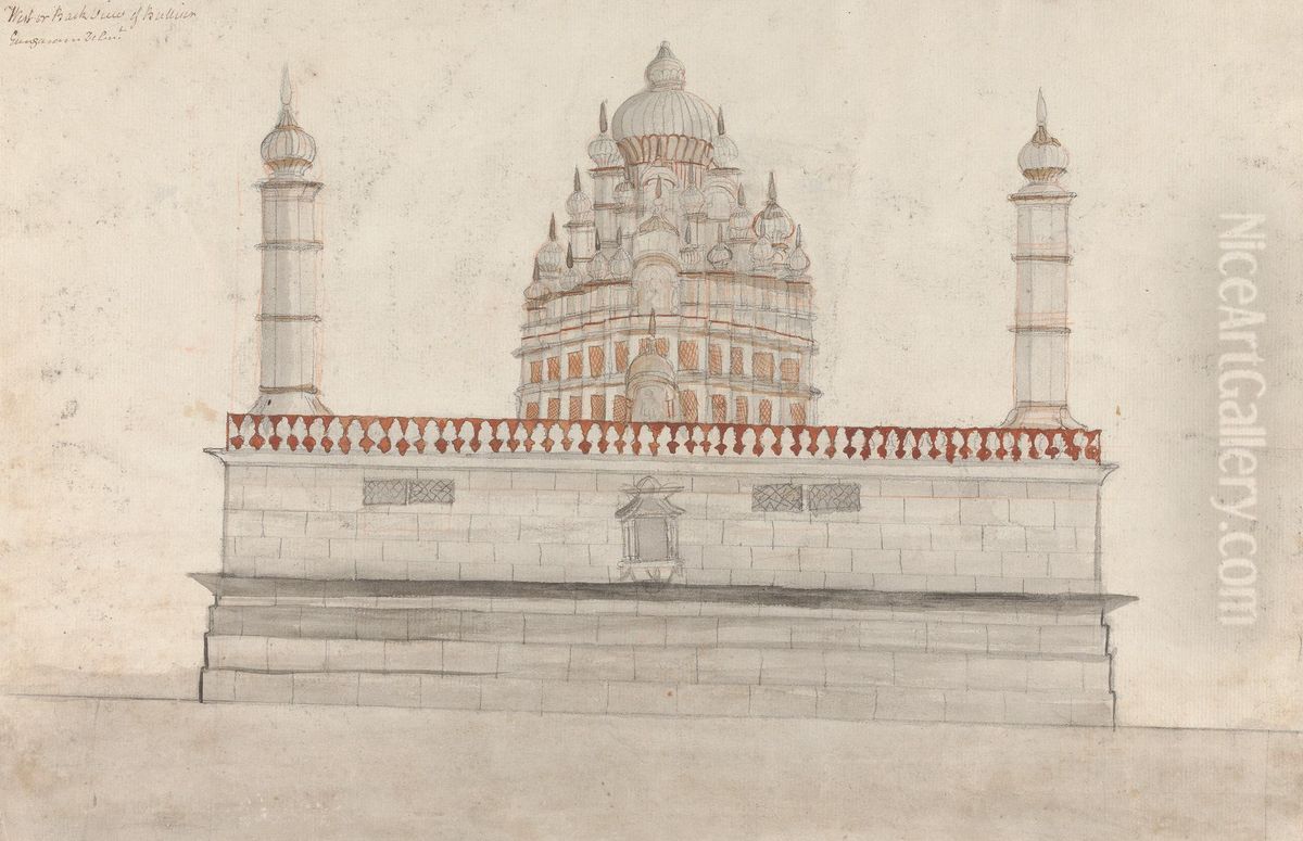 West or Back View of Bullishwur Oil Painting by Gangaram Chintaman Tambat