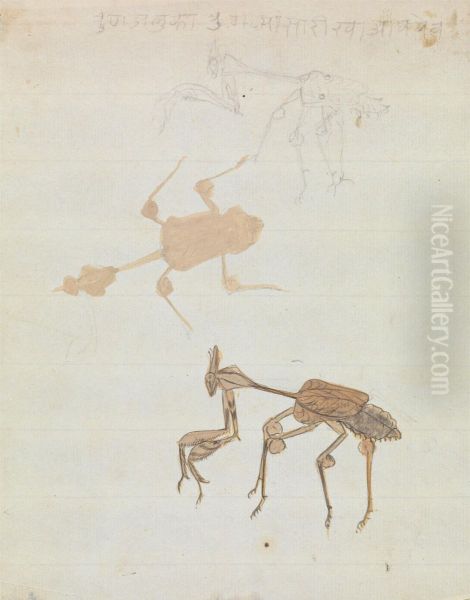 Praying Mantis Oil Painting by Gangaram Chintaman Tambat