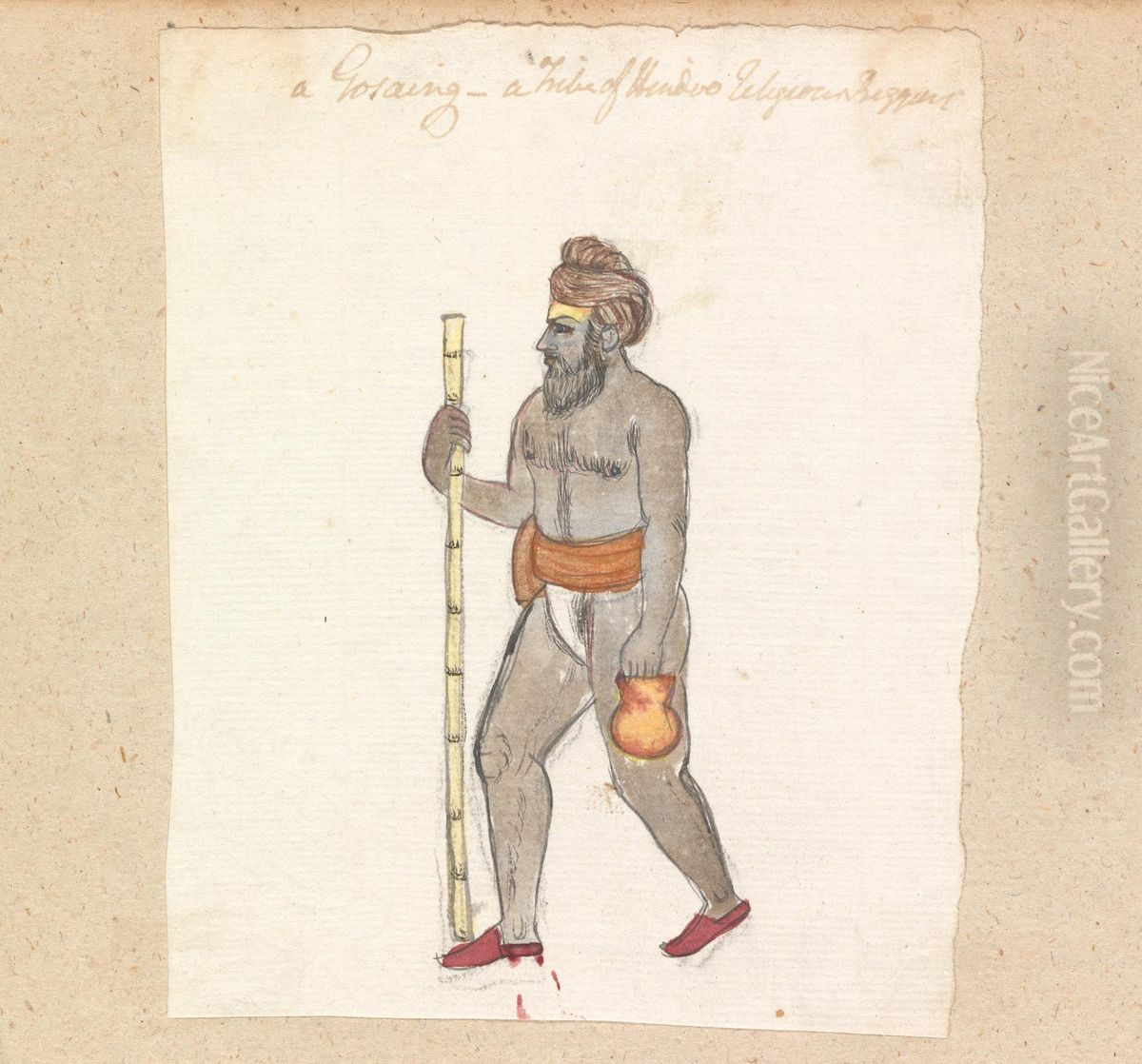 A Gosiag - A Tribe of Hindu Religious Beggars Oil Painting by Gangaram Chintaman Tambat