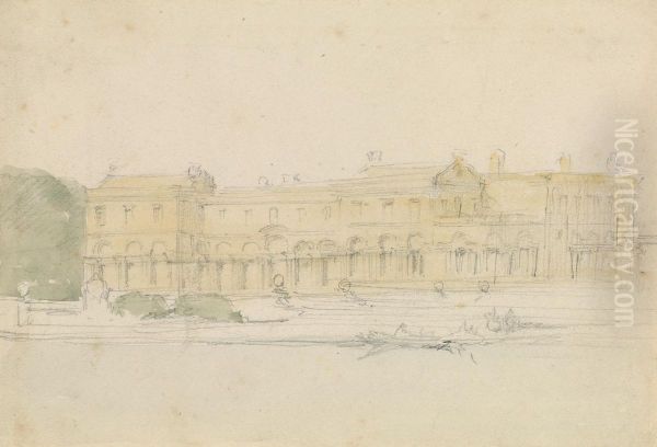 Palace on a River Oil Painting by David Roberts