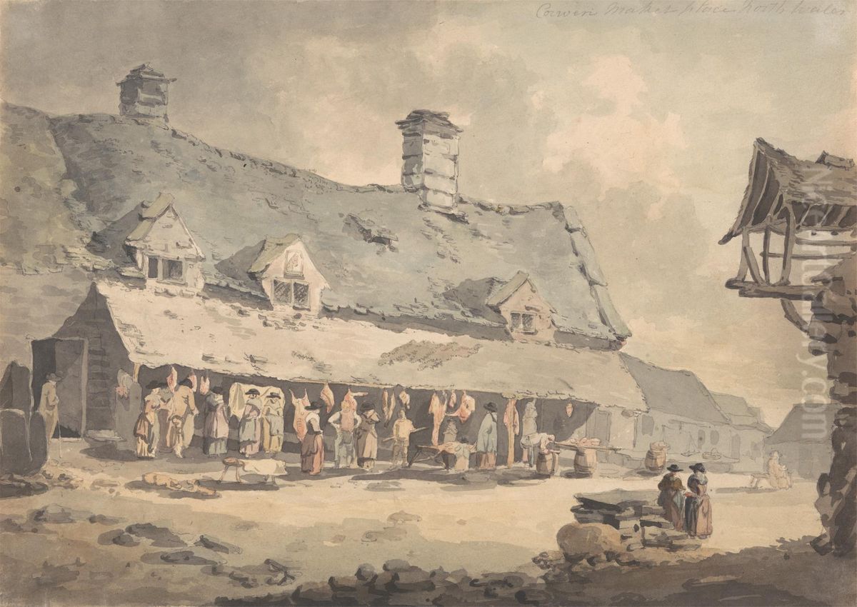 Corwen Marketplace, North Wales Oil Painting by Edward Dayes