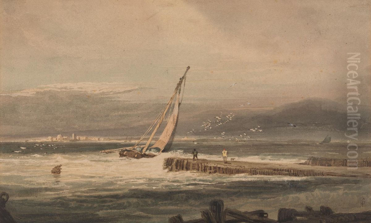 A Stiff Breeze Oil Painting by Samuel Prout
