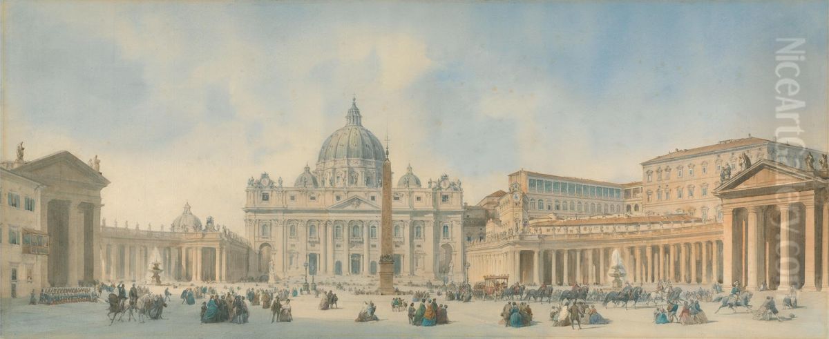 View of St. Peters, Rome Oil Painting by David Roberts