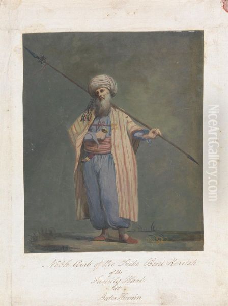 Noble Arab of the Tribe Beni-Koreish of the Family Harb at Beder-Hunein Oil Painting by James Bruce